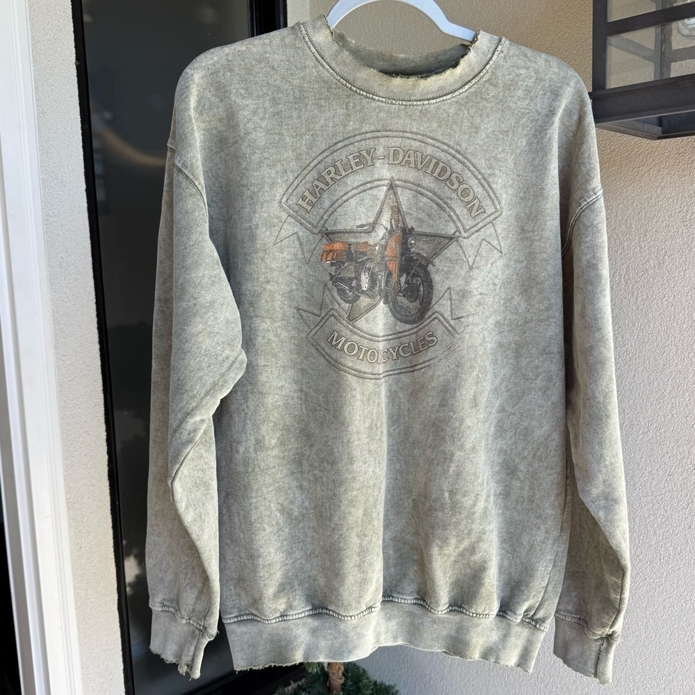Harley Davidson Motorcycles Star Crewneck Sweatshirt Seattle Wa 2007 thrashed